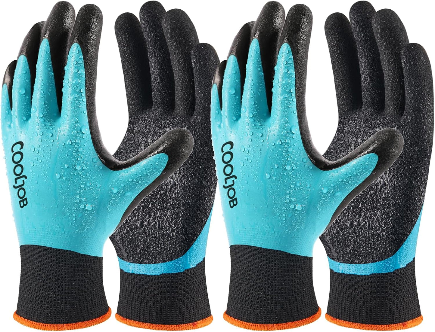 Guantes jardinería impermeables doble goma azul talla XL