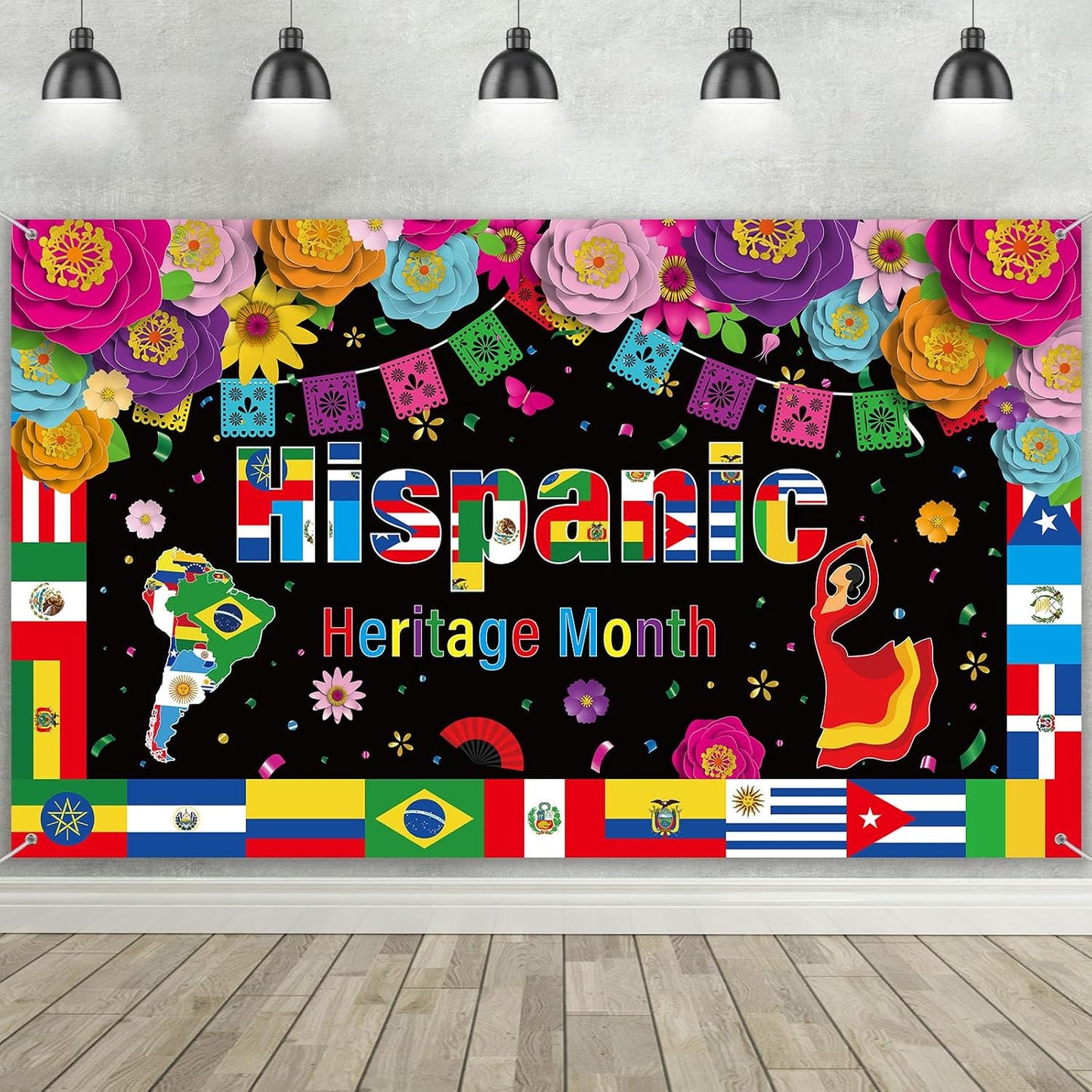 Pancarta Mes Herencia Hispana 6x3.6pies Telón Aula Escuela