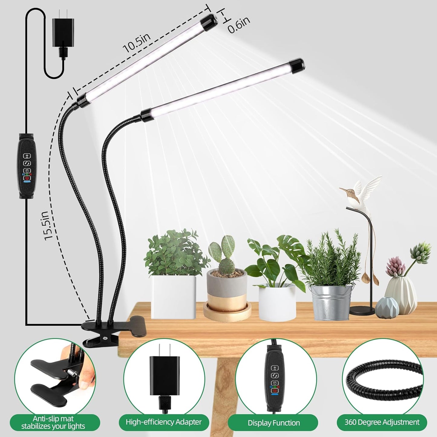 Luz cultivo plantas 6500K 84 LED con clip