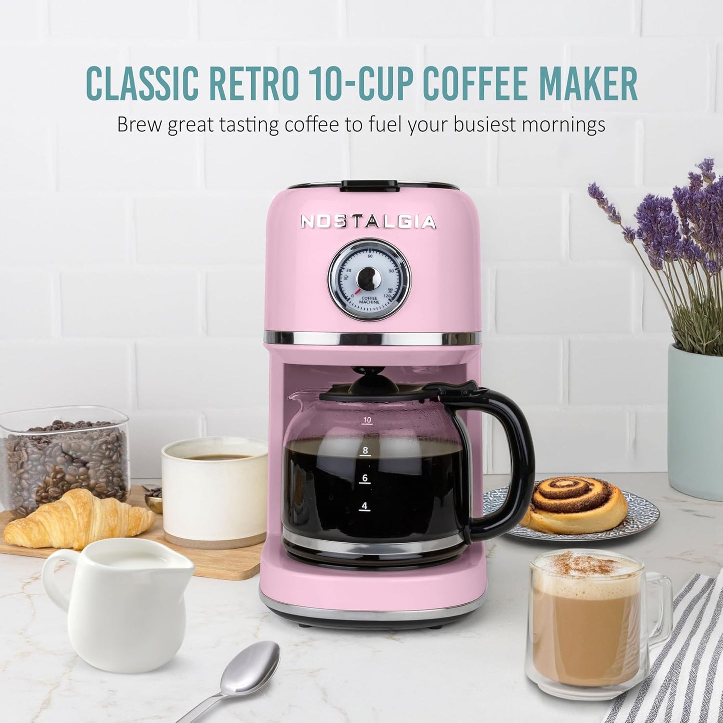 Cafetera clásica retro de 10 tazas con filtro y apagado automático