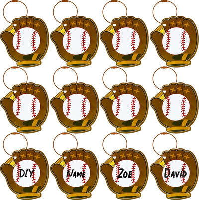 12 Etiquetas Equipaje Béisbol con Anillo Metal PVC