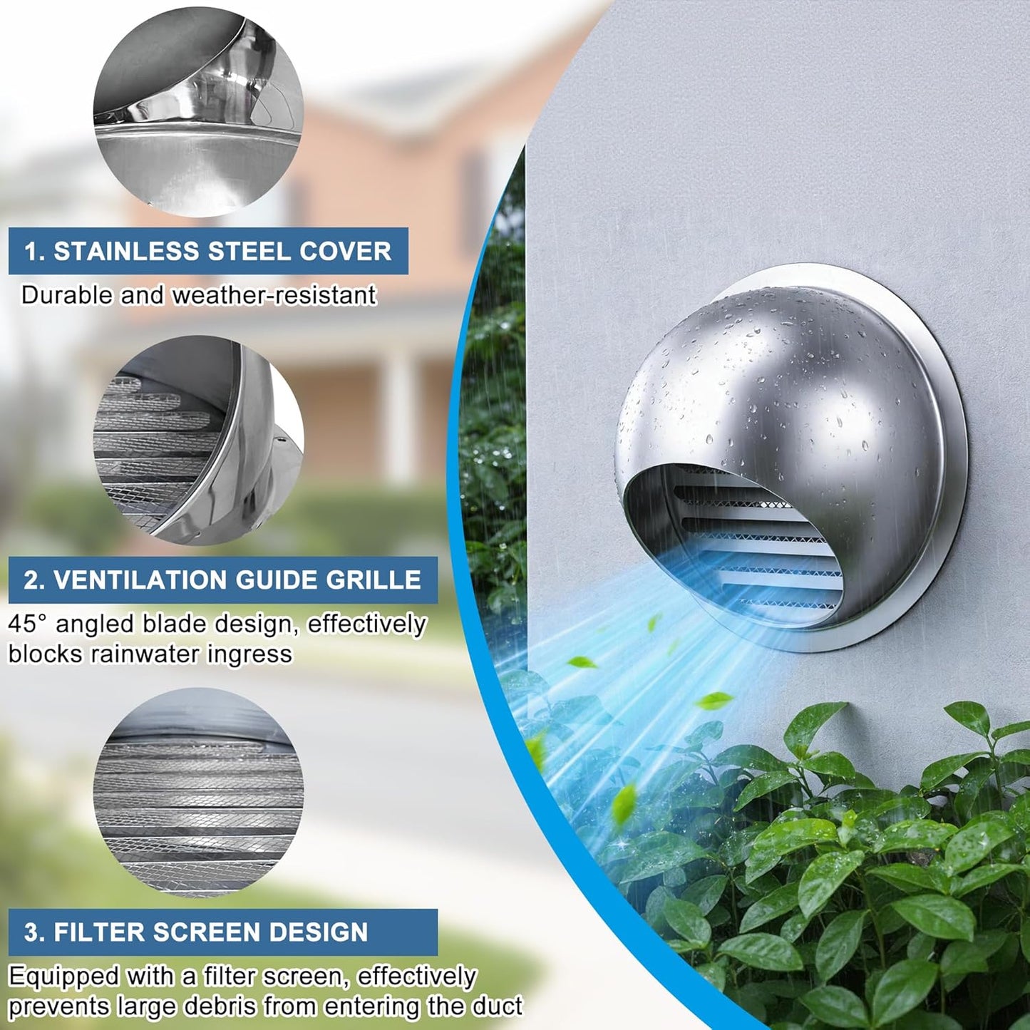 Cubierta ventilación secadora 6pulg acero inox