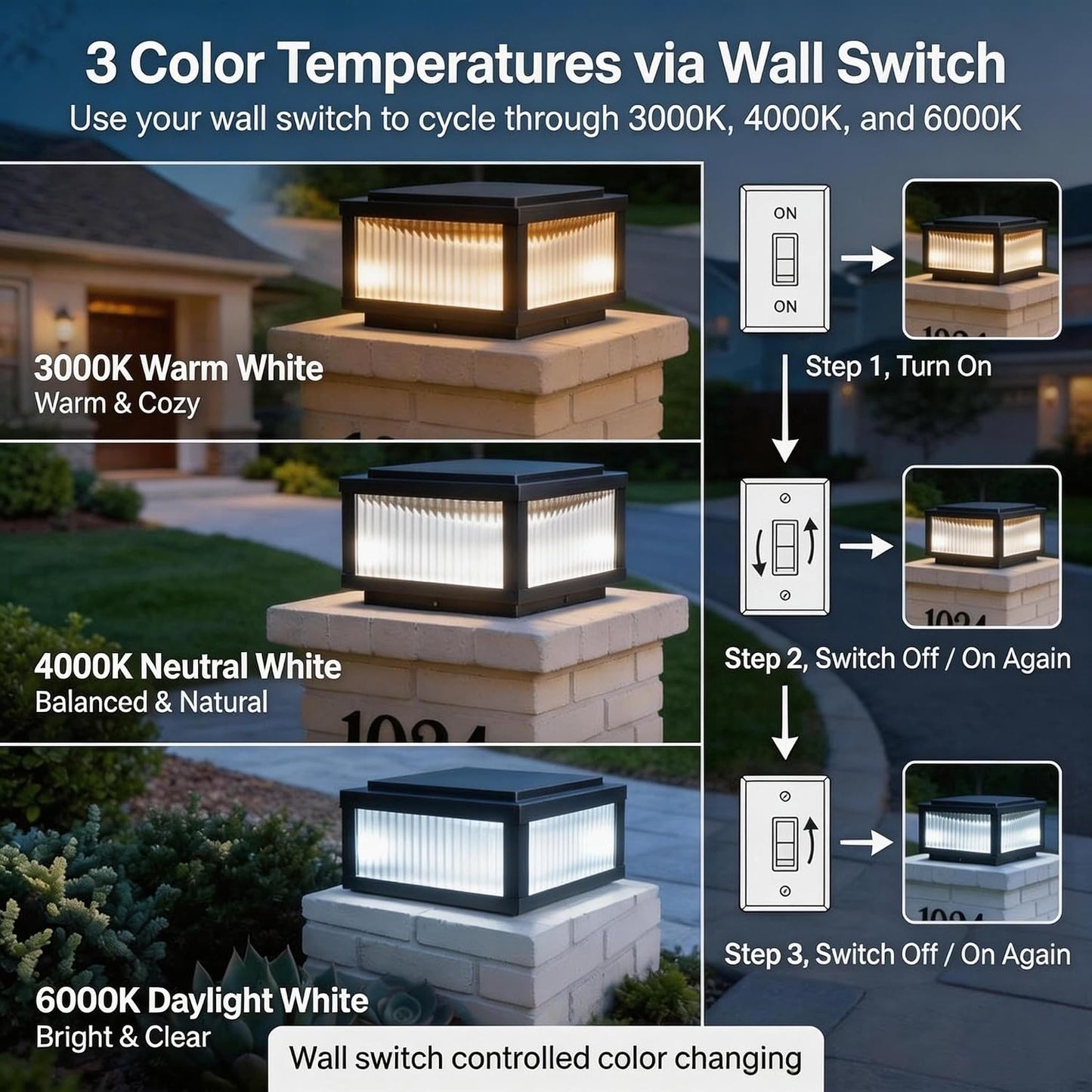 Luces columna exterior 9.8x9.8 y 11.8x11.8pulg aluminio vidrio