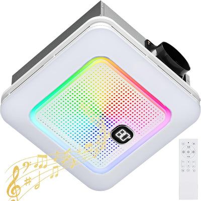 Extractor baño con altavoz Bluetooth 230 CFM luz LED control remoto