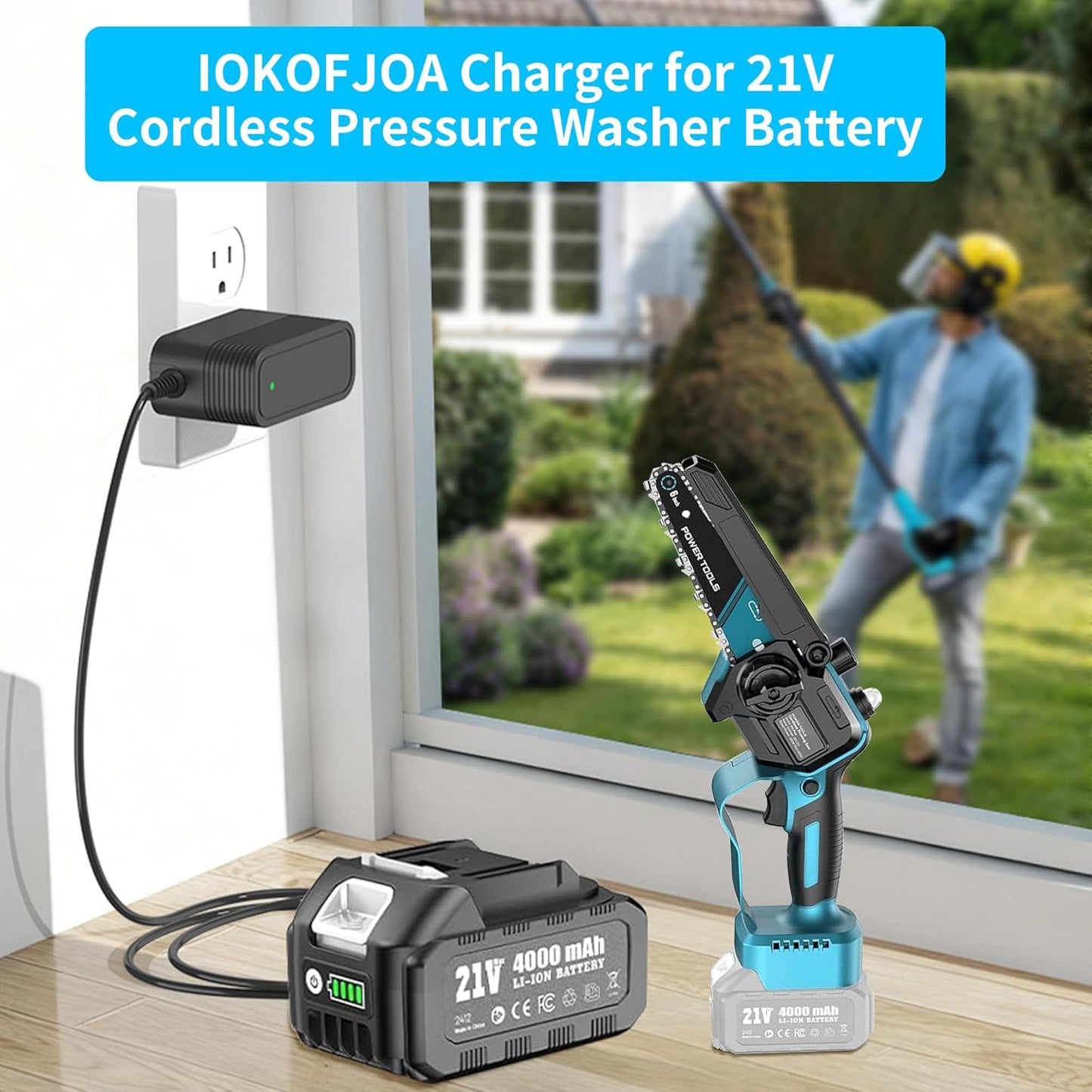 Cargador 21V para SEESII DocSmart batería sierra poste PS600