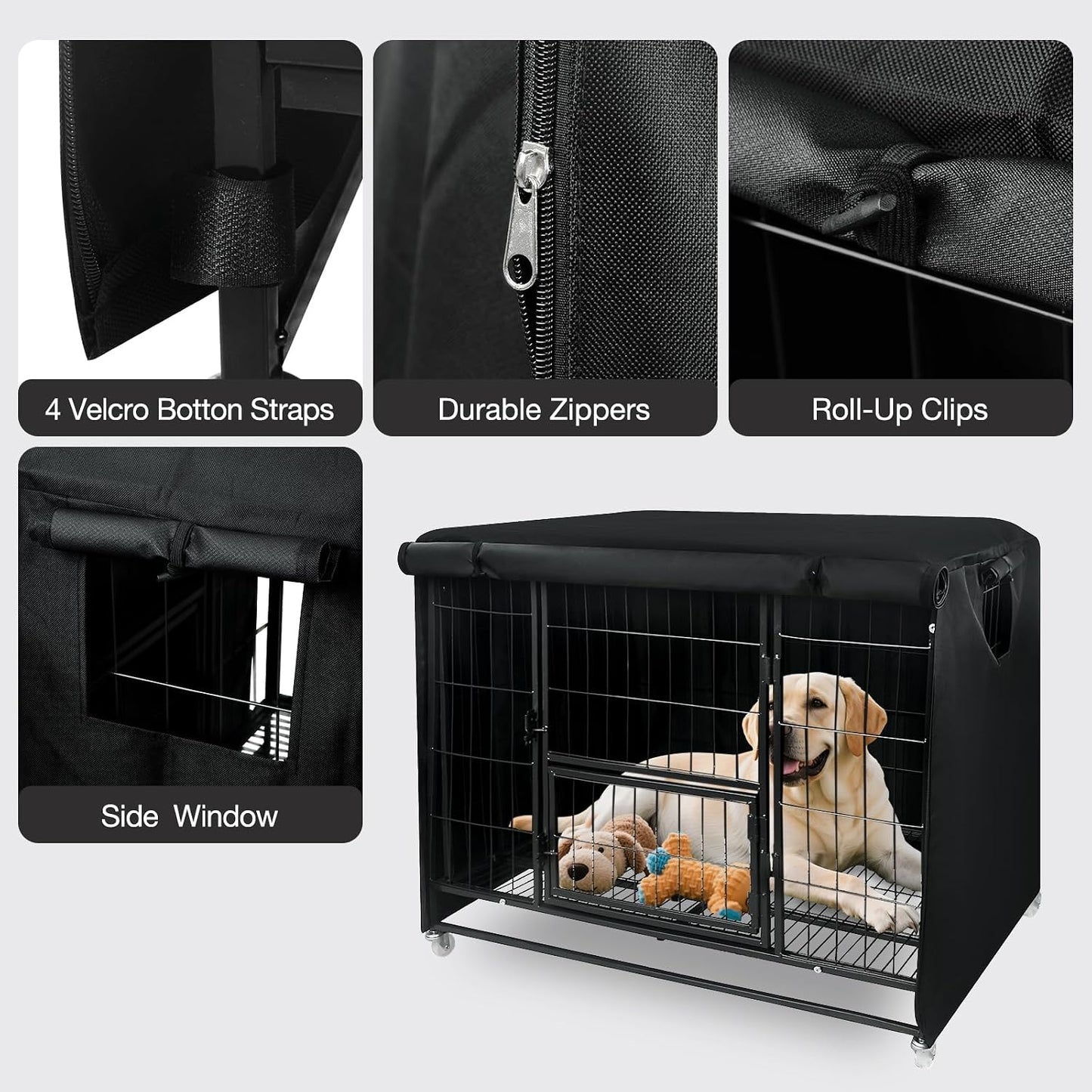Funda jaula perro 38pulg tela Oxford 900D aislada UV resistente