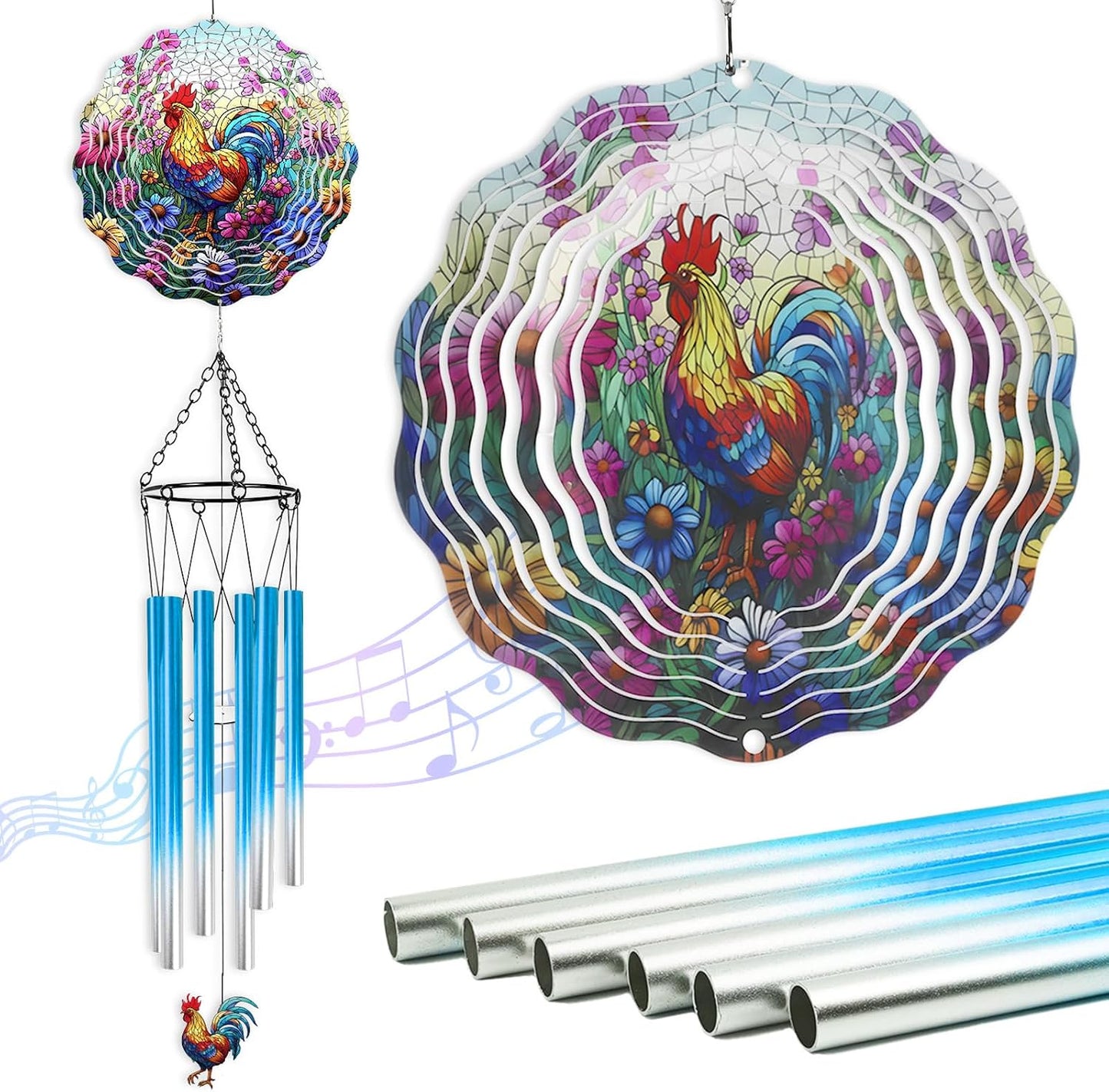 Campana viento acero inox colgante para jardín