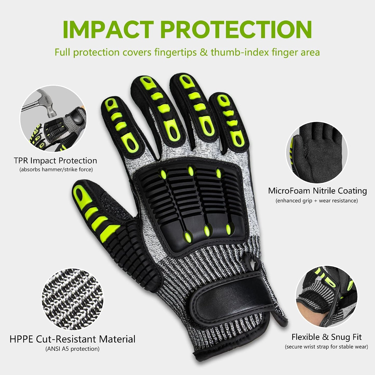 Guantes trabajo impacto A5 nitrilo
