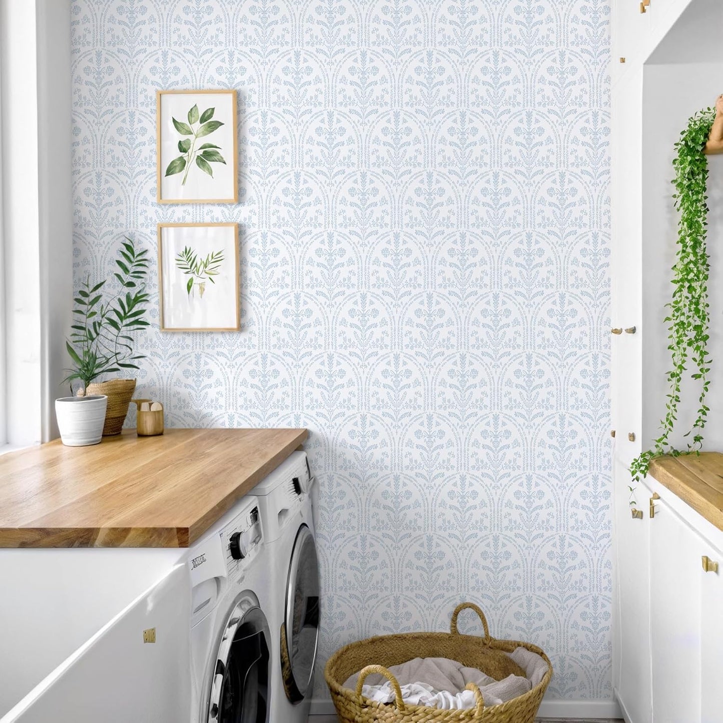 Papel tapiz azul bohemio autoadhesivo para dormitorio y baño