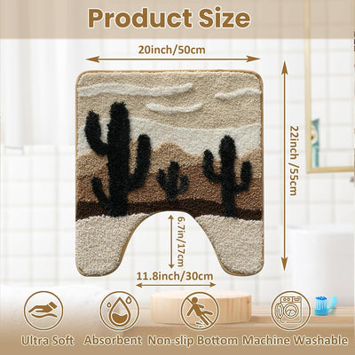Tapete inodoro forma U microfibra antideslizante marrón beige