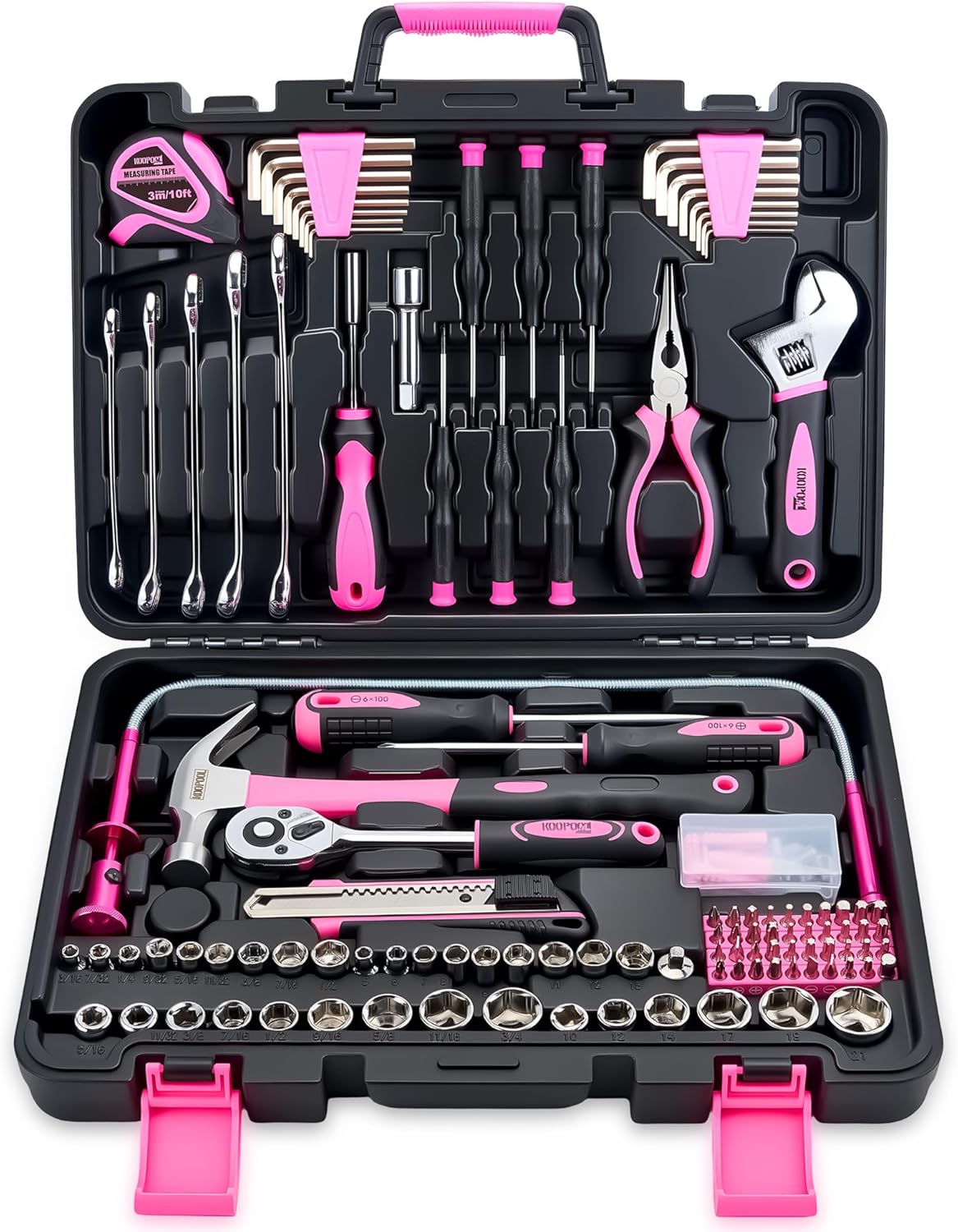 Juego 159 Pzas Herramientas Rosa para Hogar y Auto