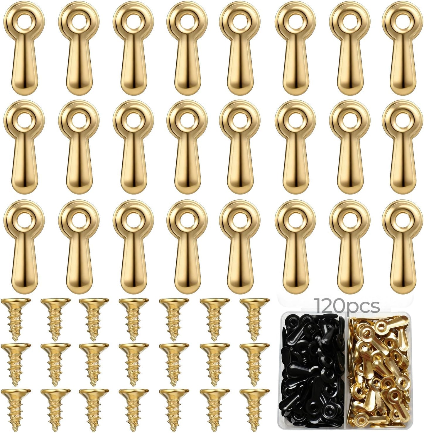 Juego 120 clips para marco foto botón giratorio negro y dorado