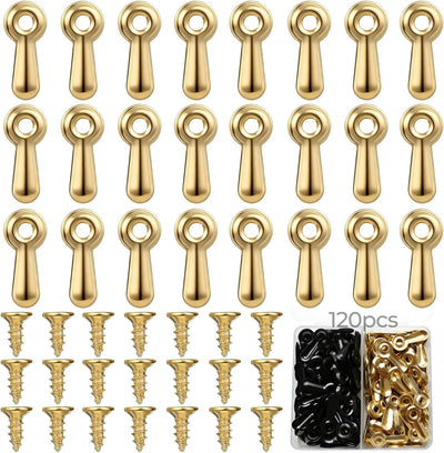 Juego 120 clips para marco foto botón giratorio negro y dorado