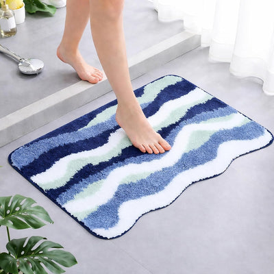 Tapete baño suave antideslizante olas océano 19.7x31.5pulg
