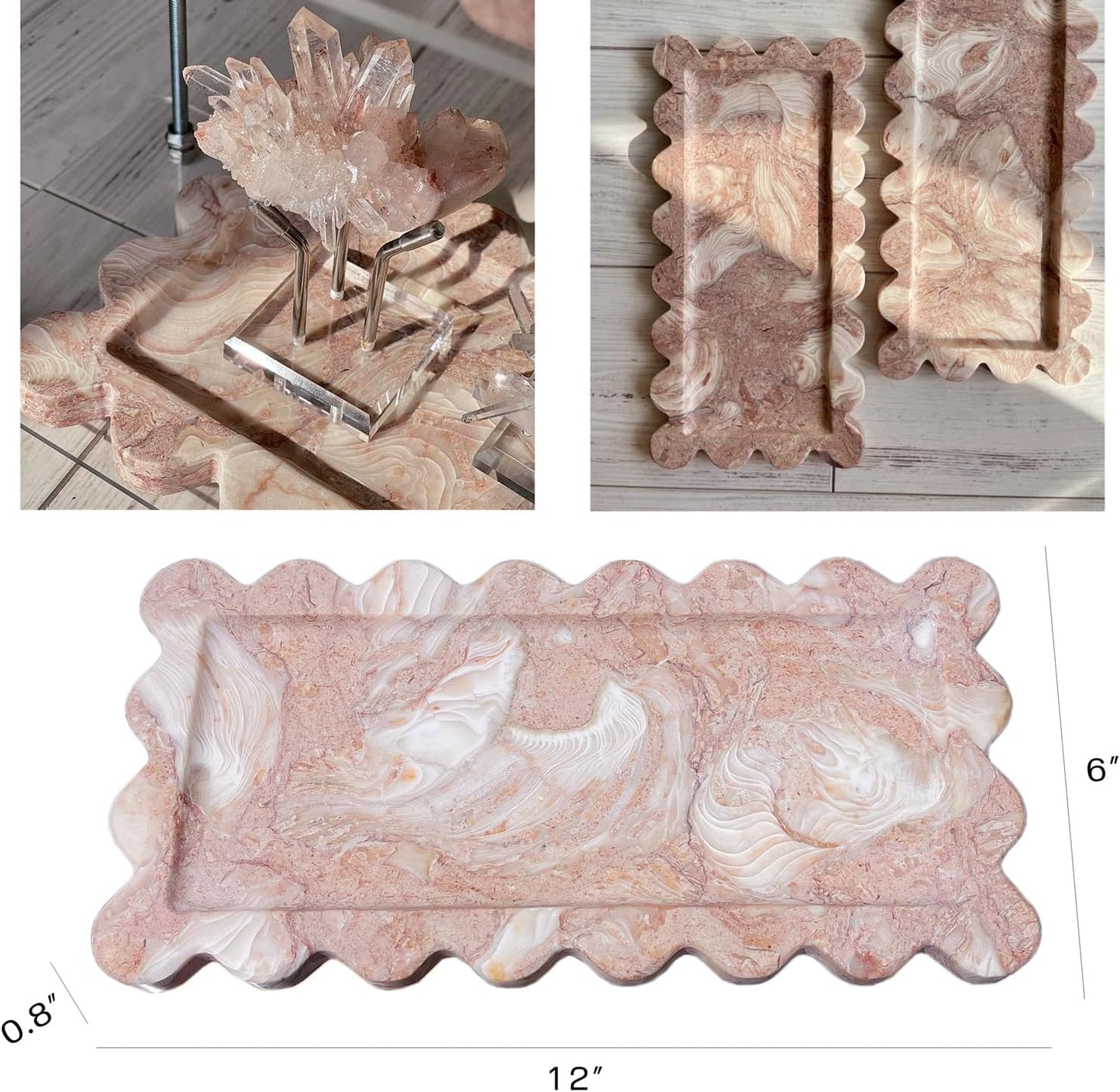Bandeja rectangular mármol volantes para baño cocina soporte platos