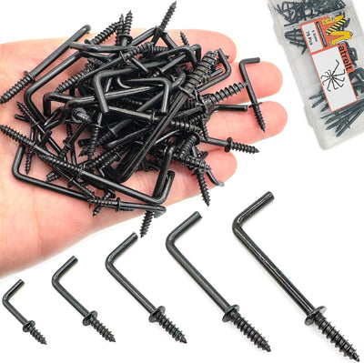 Set 75 ganchos curvados cuadrados negro acero carbono chapado latón
