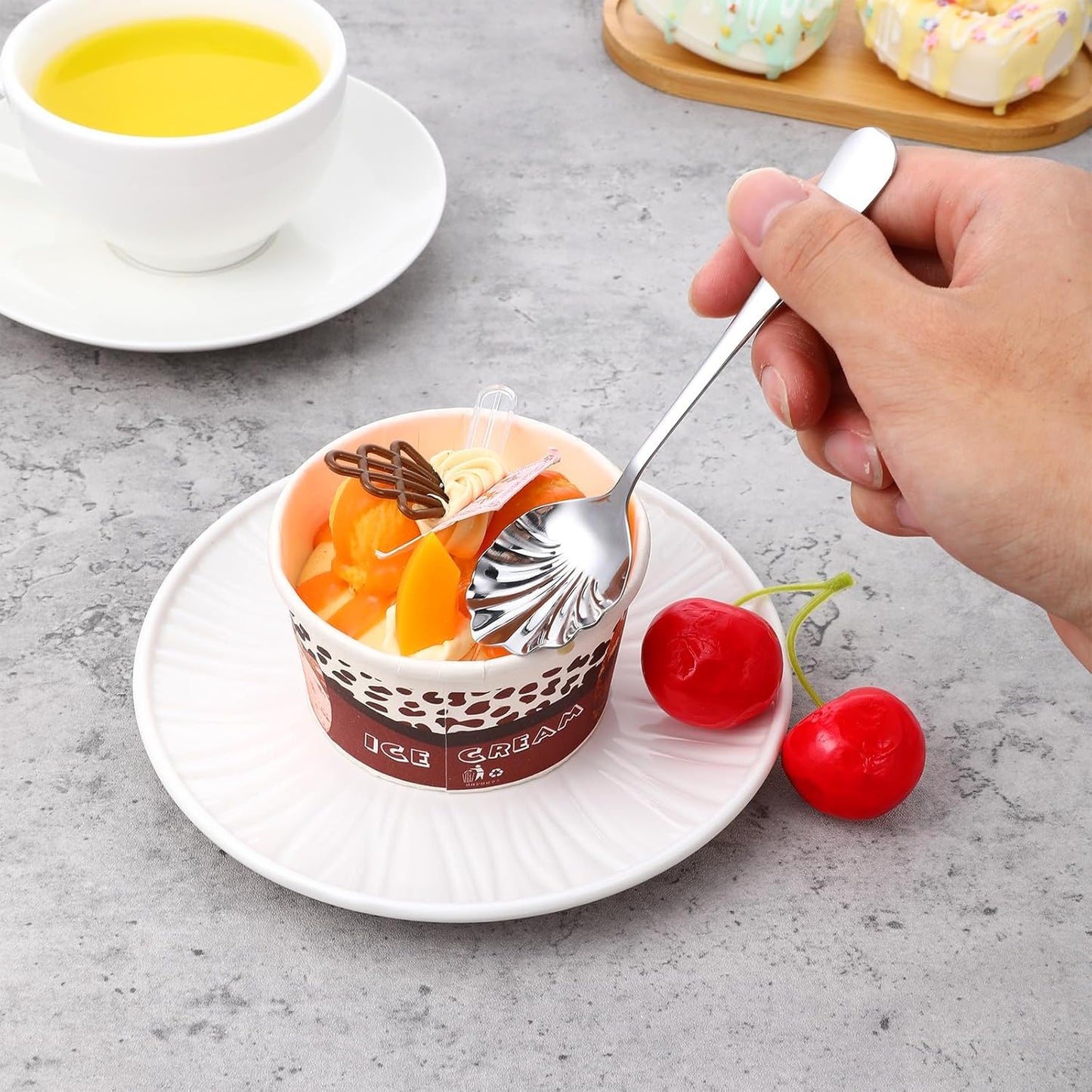 3 cucharas de azúcar con forma de concha acero inoxidable para mermelada té café