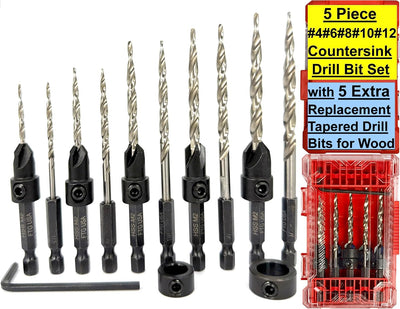 Set 5 Pzas Brocas Countersink para Madera y Contenedor