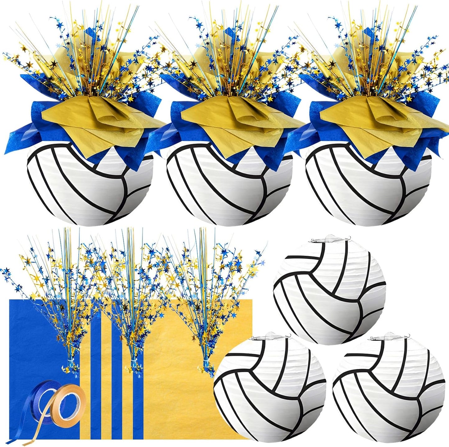 Set 14 Pzas Decoración Linterna Voleibol Con Cinta