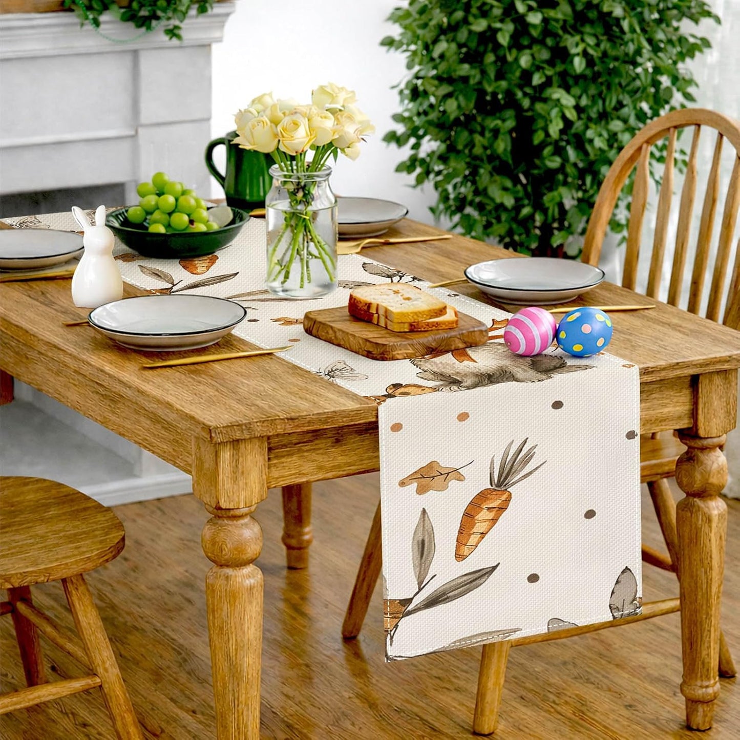 Camino mesa Pascua 13x72pulg decoración granja con lazo