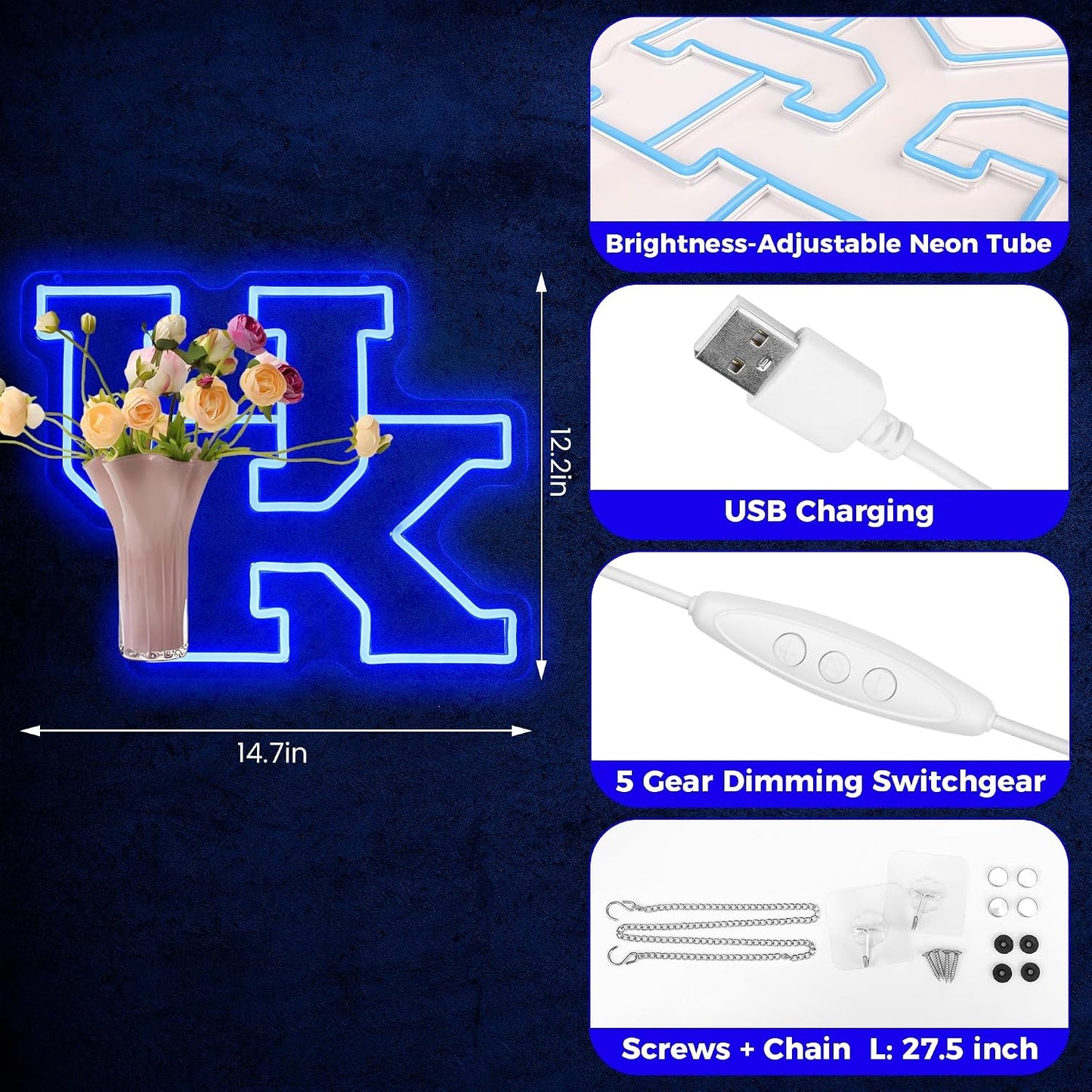 Señal neón LED universitario baloncesto regulable decoración