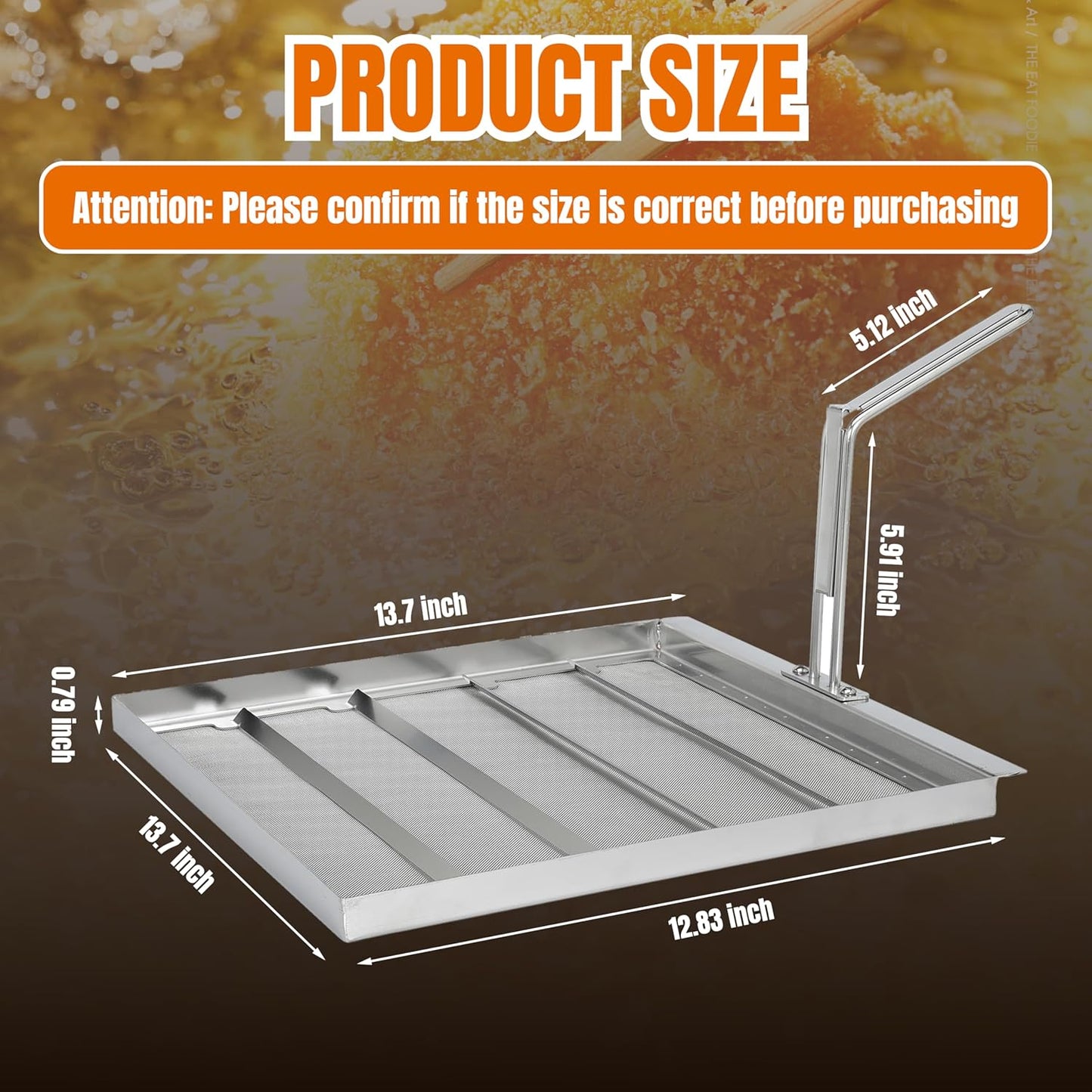 Filtro aceite freidora comercial acero inox 13.75x13.75pulg
