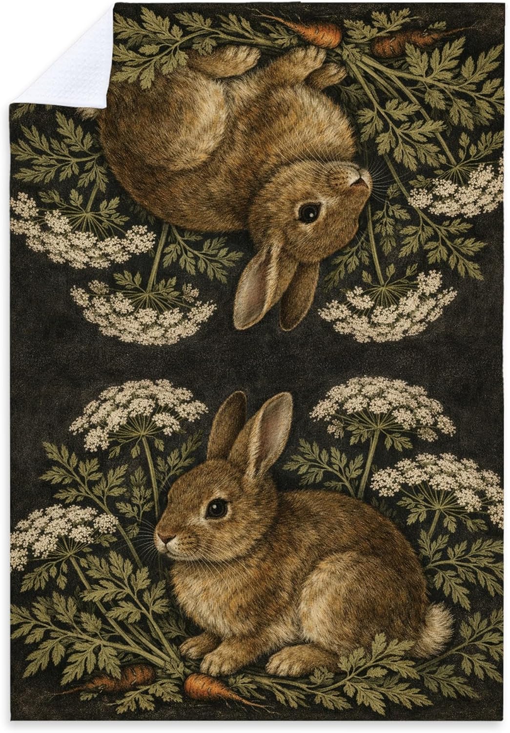 Toallas de cocina con diseño de conejo William Morris para decorar