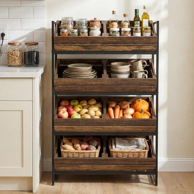 Estante almacenamiento 4 niveles frutas verduras cocina sala marrón
