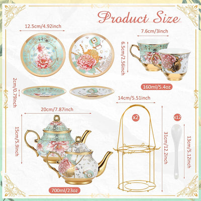 Set 40 Pzas Té Cerámica con Soporte Metal y Cuchara