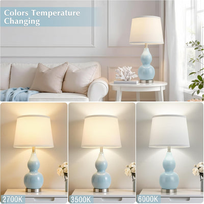 2 Lámparas Mesa 22pulg Doble Calabaza Clásicas Dormitorio