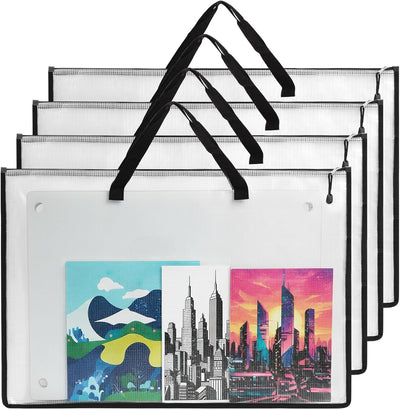 4 Bolsas 24x36pulg Carpeta Portafolio con Cremallera y Asa