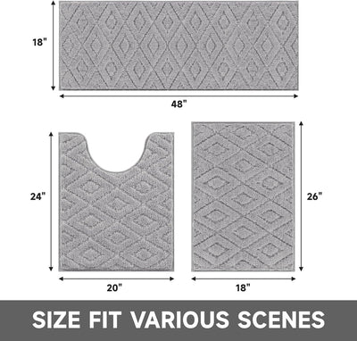 Set 3 Rugs Baño Microfibra Suave Antideslizante U-Shaped