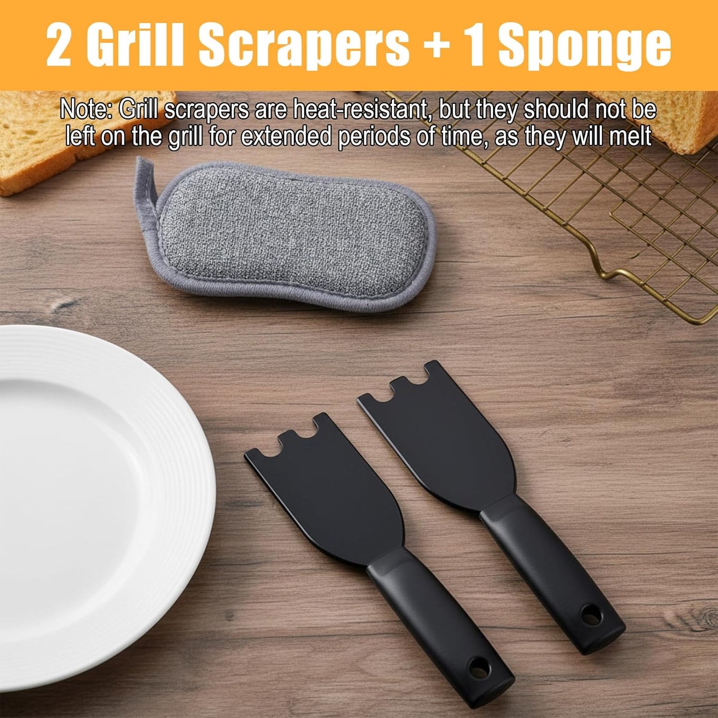 2 espátulas de parrilla George Foreman con paño de esponja resistente al calor