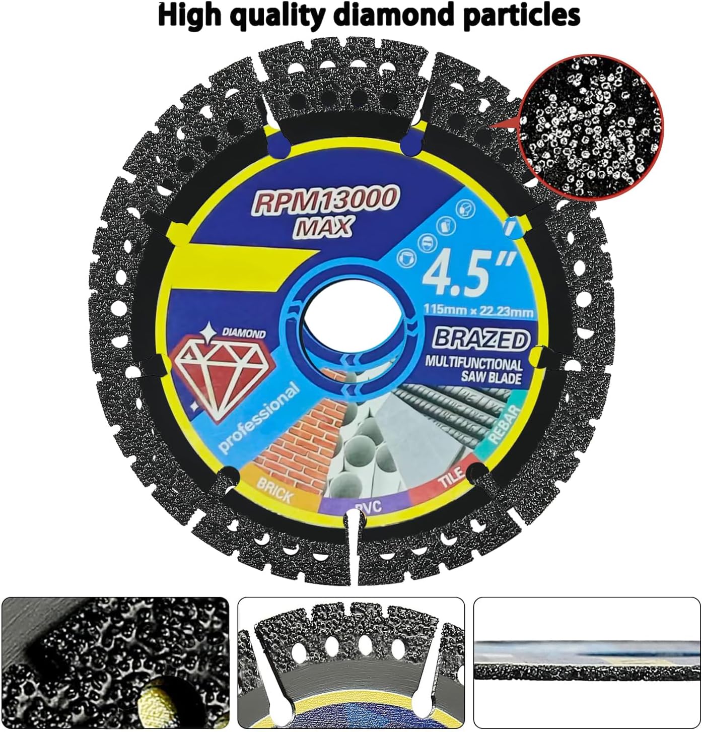 Discos diamante multiuso 4.5pulg paquete 3 para amoladora