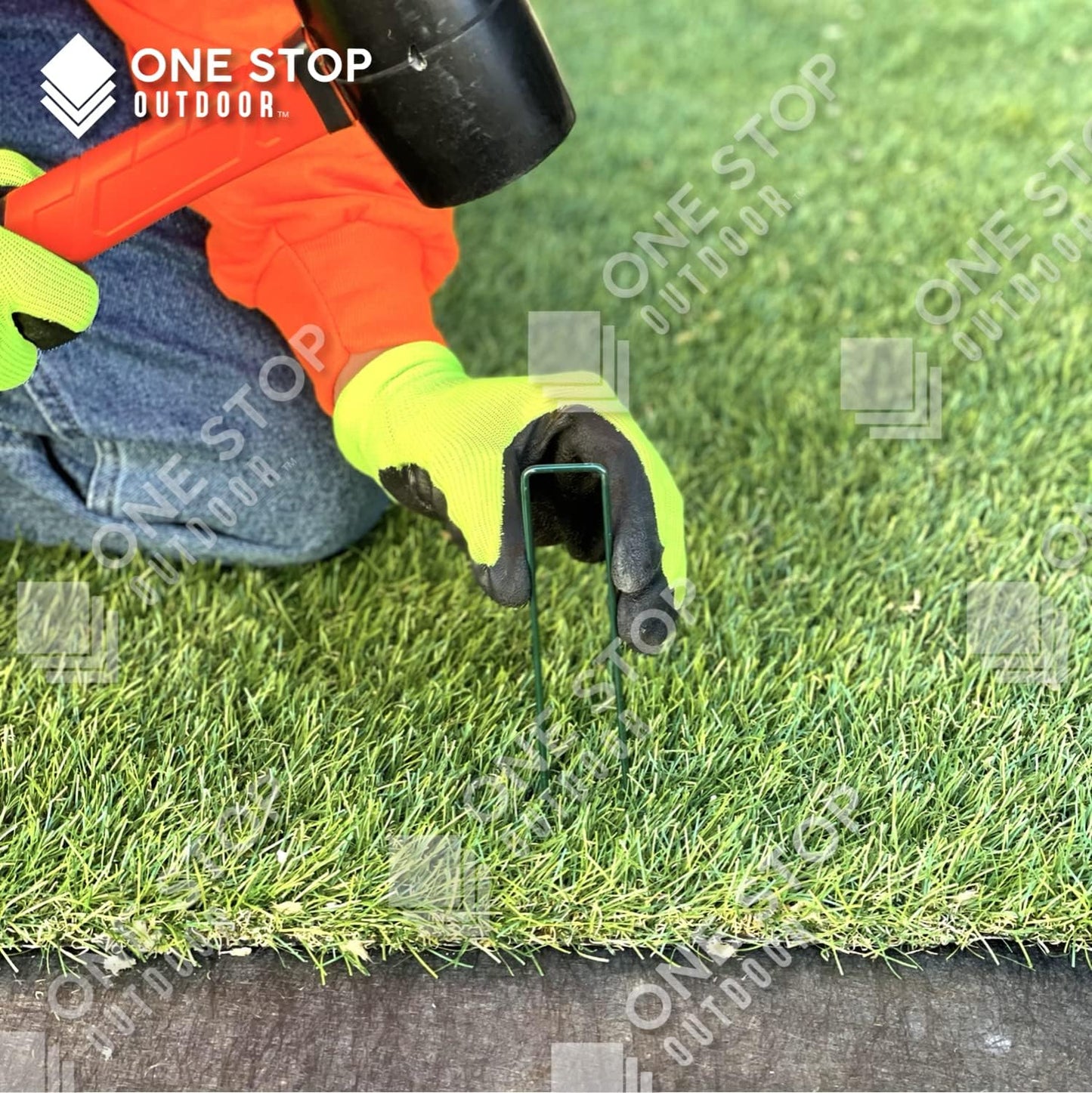 100 Estacas Verdes Jardín 6pulg Tipo U para Césped Artificial