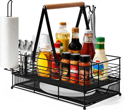 Organizador parrilla Blackstone con soporte toallas y platos