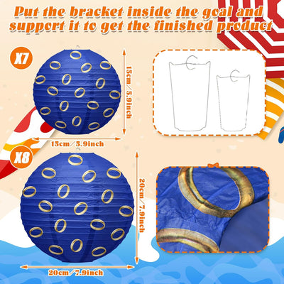 15 Linternas Colgantes Dibujos Animados Anillo Oro Azul Decoración