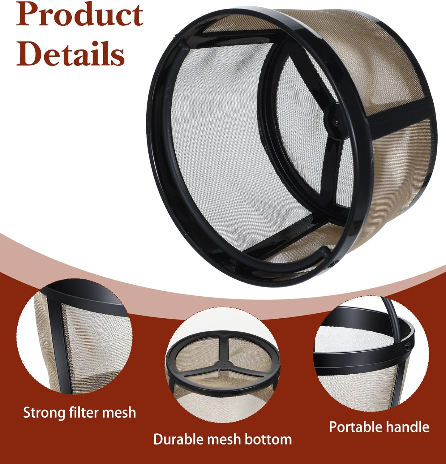 Filtros de café reutilizables de 5 tazas con asa, paquete de 2