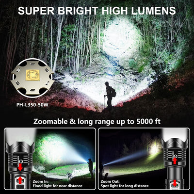 Linterna LED 50W recargable 8.54pulg 5 modos USB C