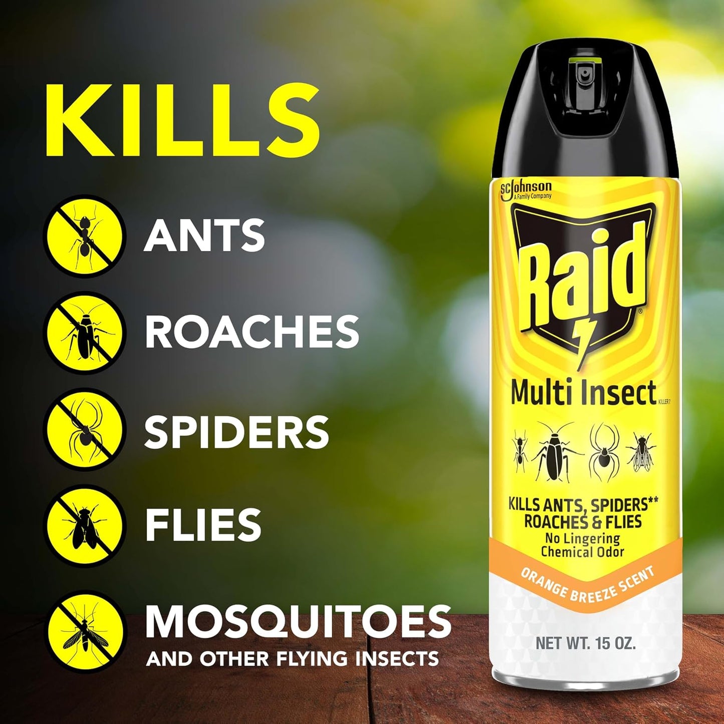 Raid Asesino Insectos 15oz Brisa Naranja
