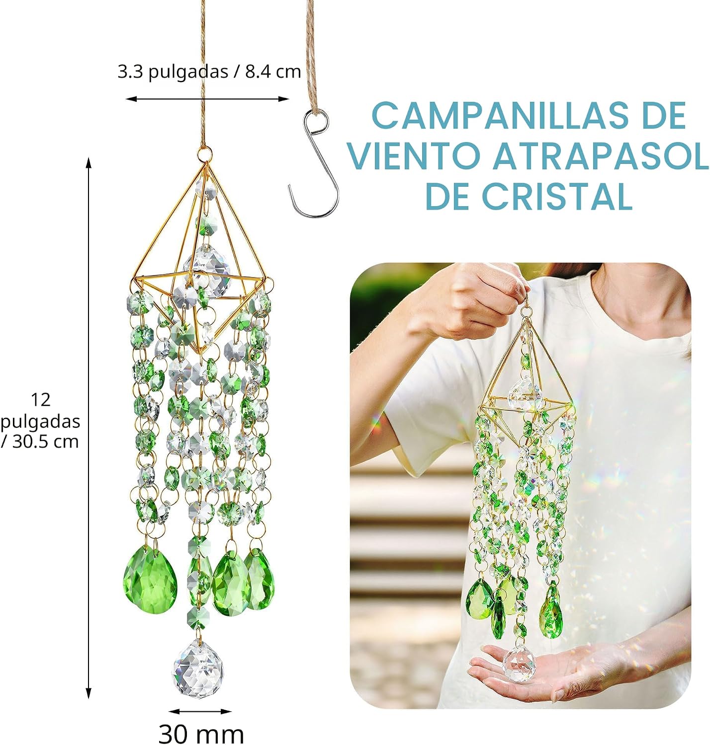 Atrapasol cristal campanilla arcoíris para ventana