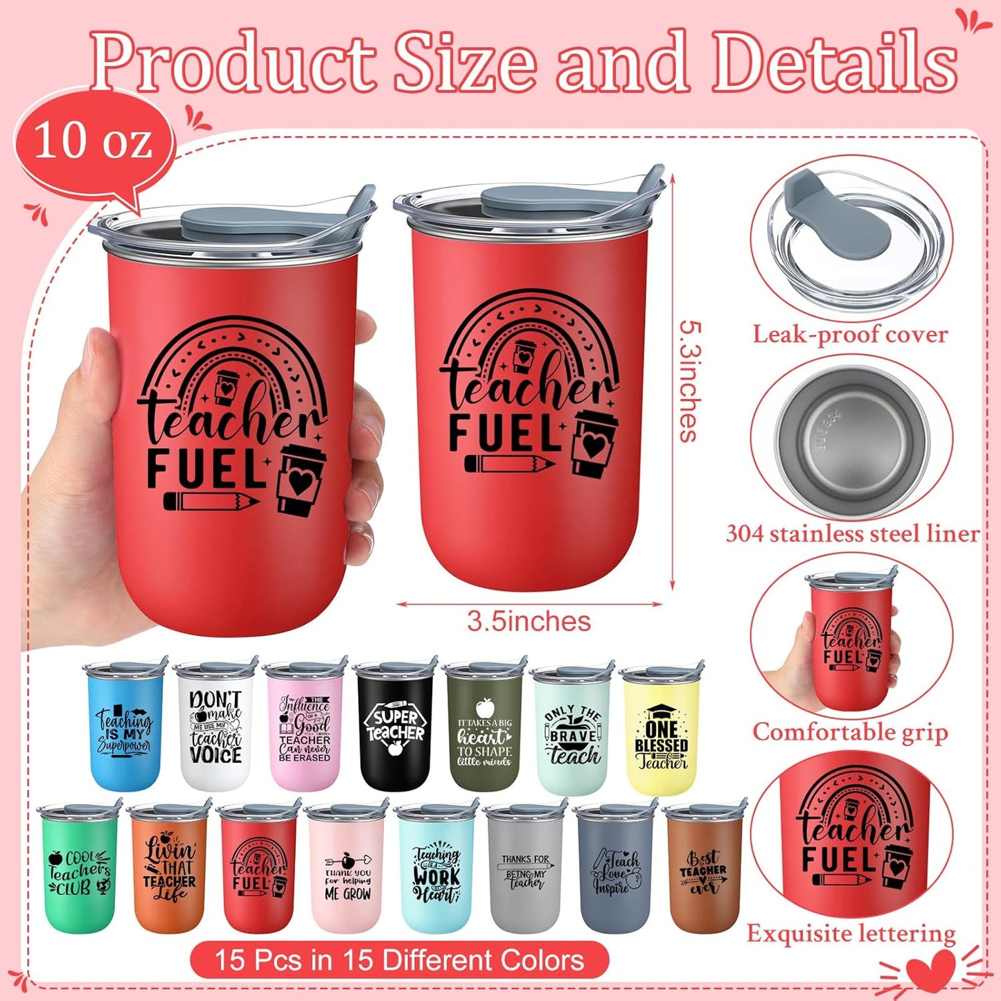 Set 15 Regalos Profesores Taza Acero Inox 10oz Cuaderno Bolígrafo
