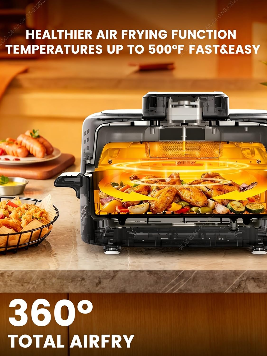 Parrilla eléctrica sin humo freidora aire 5qt 5 modos LCD
