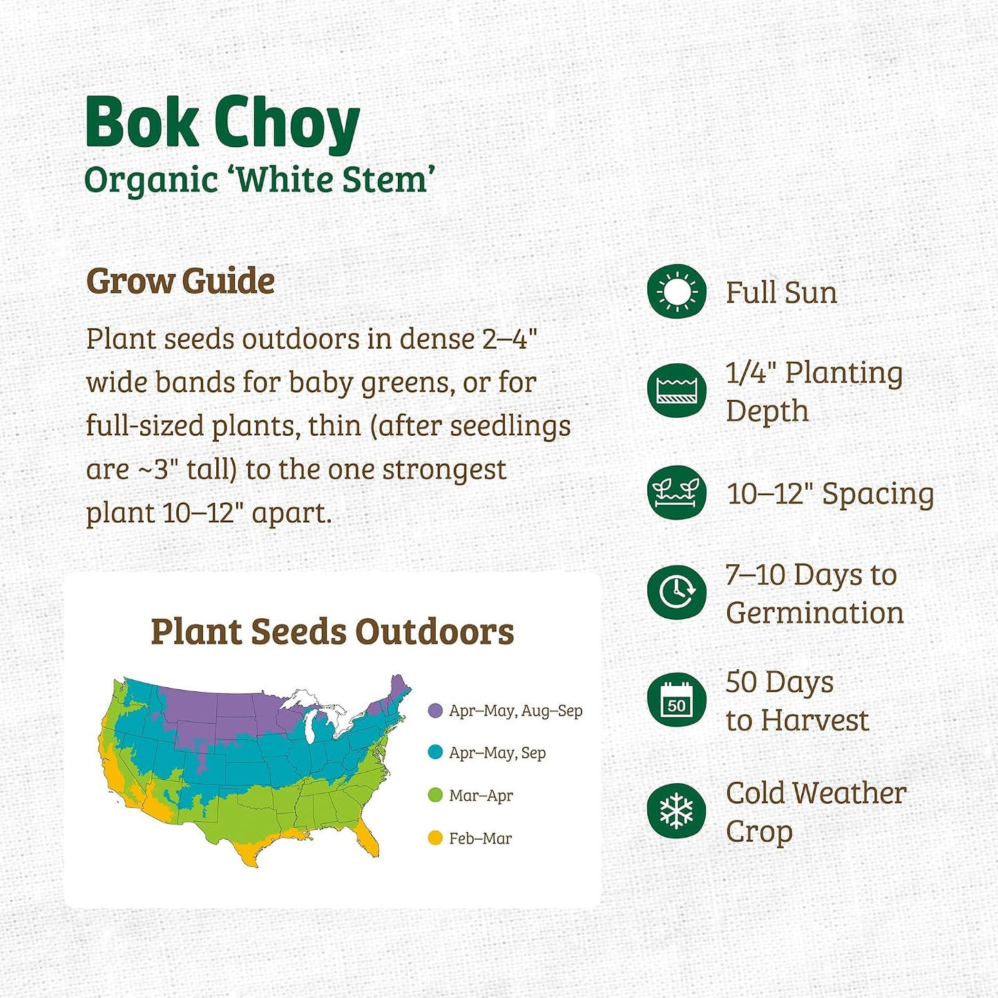 Paquete semillas Bok Choy White Stem 500mg