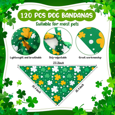 120 Bandanas Perro San Patricio Triangulares Lavables