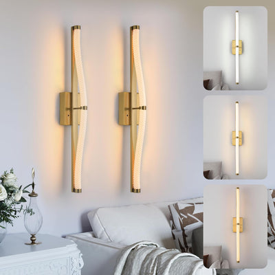 2 Apliques Pared Dorados Inalámbricos Control Remoto 3 Colores