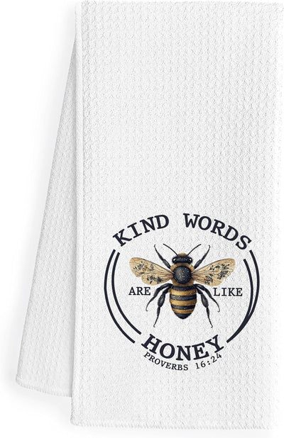 Toallas de cocina con mensaje bíblico en forma de abeja 16x24