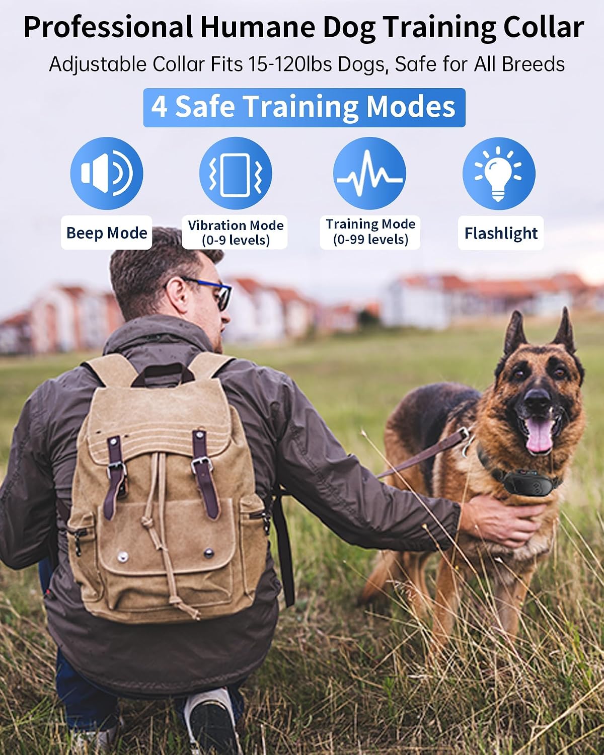 Collar entrenamiento perros con control remoto IPX7 2000 pies