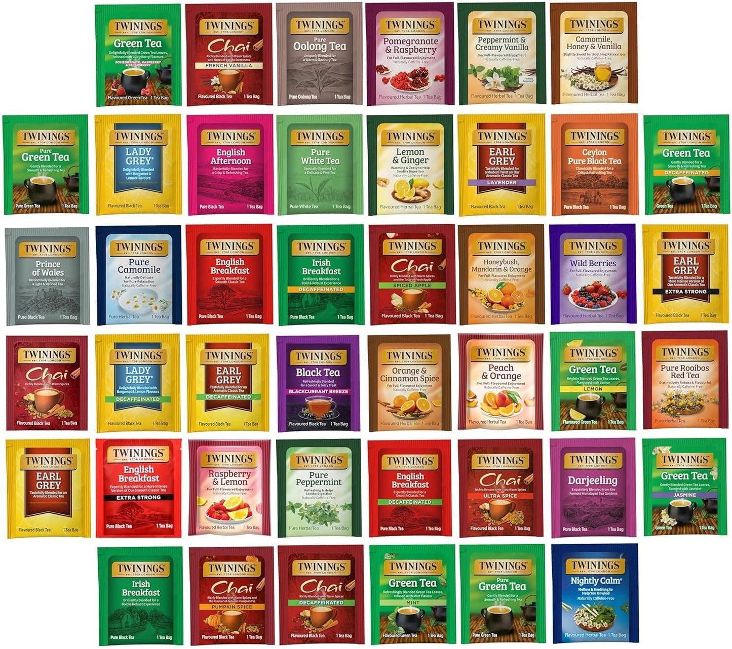 Surtido de bolsas de té con 44 sabores únicos