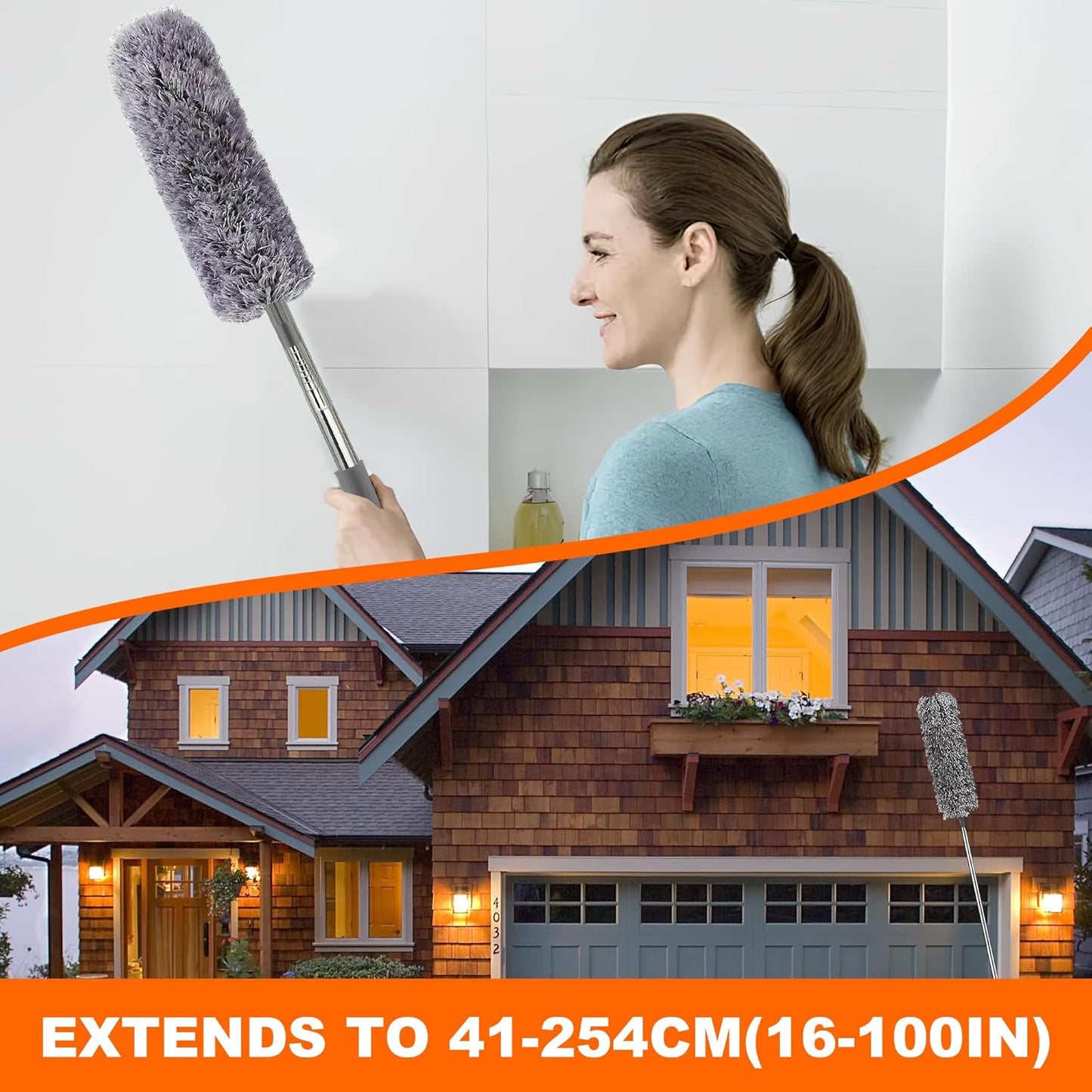 Plumero microfibra extensible 100pulg con 4 cabezales lavables